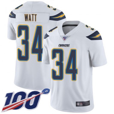 Los Angeles Chargers NFL Football Derek Watt White Jersey Men Limited #34 Road 100th Season Vapor Untouchable->los angeles chargers->NFL Jersey